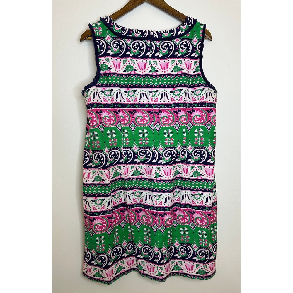 Talbots Fringed Sheath Dress Sleeveless Colorful Printed Plus Size 16P 16 Petite - Picture 16 of 16